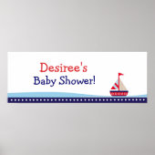 Little Sailboot Personalized Baby shower Banner Poster (Voorkant)