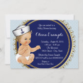 Little Sailor Baby Boy Nautisch Baby shower Kaart (Achterkant)