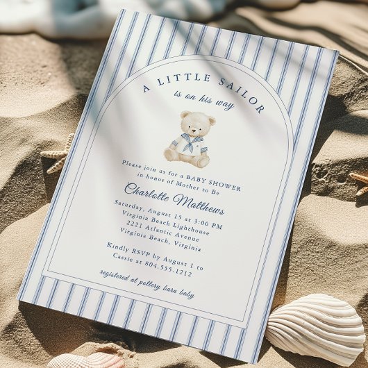 Little Sailor Baby Shower Invitation Kaart