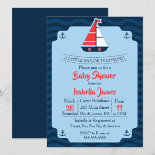 Little Sailor Baby shower Invite Kaart