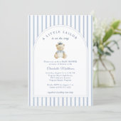 Little Sailor Bear Kust Baby Shower Uitnodiging (Staand voorkant)