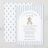 Little Sailor Bear Kust Baby Shower Uitnodiging (Voorkant / Achterkant)