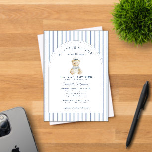 Little Sailor Bear Kust Baby Shower Uitnodiging
