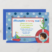 Little Sailor - Birthday Invites Kaart (Voorkant / Achterkant)
