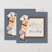 Little Sailor Boy Blue Nautisch Baby shower Kaart (Voorkant / Achterkant)