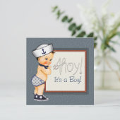 Little Sailor Boy Blue Nautisch Baby shower Kaart (Staand voorkant)