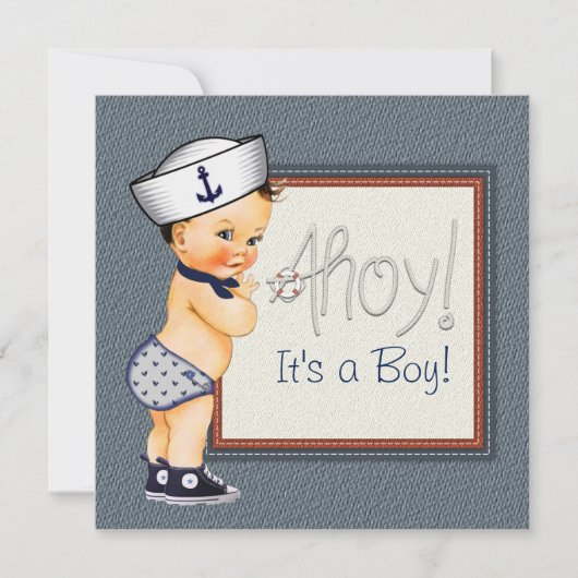 Little Sailor Boy Blue Nautisch Baby shower Kaart (Voorkant)