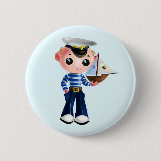 Little Sailor Boy Button - Uw kleur - Tekst (Voorkant)
