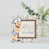 Little Sailor Boy Nautisch Baby shower Blond Kaart (Staand voorkant)