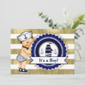 Little Sailor Boy nautisch Baby shower Kaart (Staand voorkant)