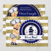 Little Sailor Boy nautisch Baby shower Kaart (Voorkant / Achterkant)