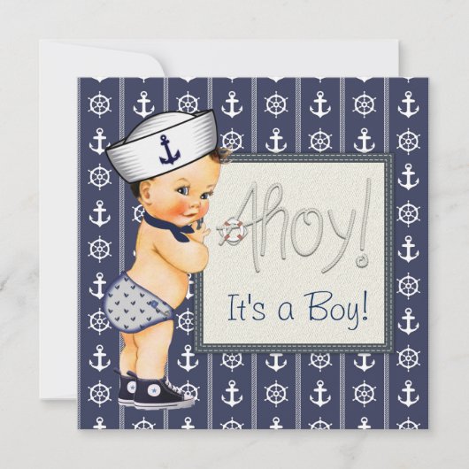 Little Sailor Boy nautisch Baby shower Kaart (Voorkant)
