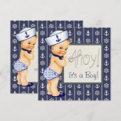 Little Sailor Boy nautisch Baby shower Kaart (Voorkant / Achterkant)