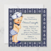 Little Sailor Boy nautisch Baby shower Kaart (Achterkant)