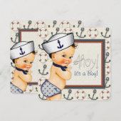 Little Sailor Boy nautisch Baby shower Kaart (Voorkant / Achterkant)