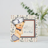 Little Sailor Boy nautisch Baby shower Kaart (Staand voorkant)