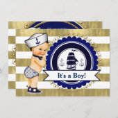Little Sailor Boy nautisch Baby shower Kaart (Voorkant / Achterkant)