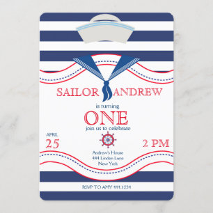 Little Sailor First Birthday Invitations Kaart
