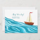 Little Sailor Nautical Baby shower Invitation Kaart (Achterkant)