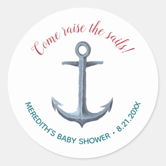 Little Sailor Nautical Baby shower Sticker (Voorkant)