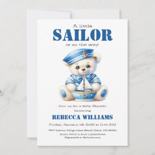 Little Sailor Nautical Blue Beer Boy Baby shower Kaart