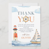 Little Sailor Nautical Blue Pastel 1st Birthday Bedankkaart (Voorkant)