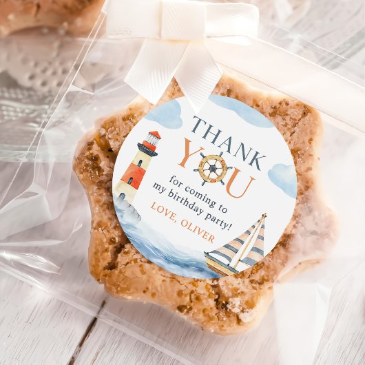 Little Sailor Nautical Blue Pastel 1st Birthday Ronde Sticker