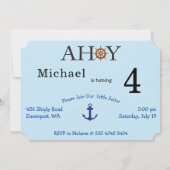 Little Sailor Nautical Boys Birthday Kaart (Achterkant)