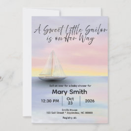 Little Sailor on Her Way Baby shower Invite Kaart