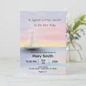Little Sailor on Her Way Baby shower Invite Kaart (Staand voorkant)