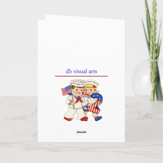 Little Sailor Twins 2-jarige verjaardagskaart Kaart (Achterkant)