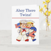 Little Sailor Twins 2-jarige verjaardagskaart Kaart (Gele Bloem)