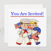 Little Sailor Twins 2e verjaardag party Kaart (Voorkant / Achterkant)