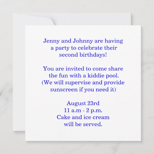 Little Sailor Twins 2e verjaardag party Kaart (Achterkant)