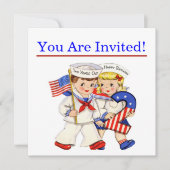 Little Sailor Twins 2e verjaardag party Kaart (Voorkant)