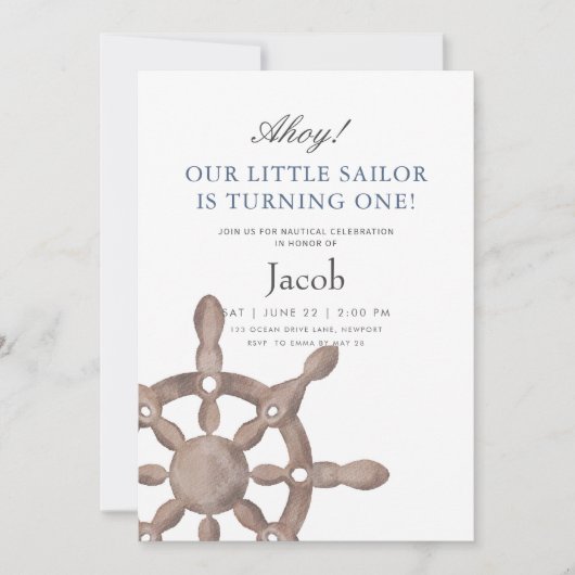 Little Sailor verjaardagsuitnodiging Kaart (Voorkant)