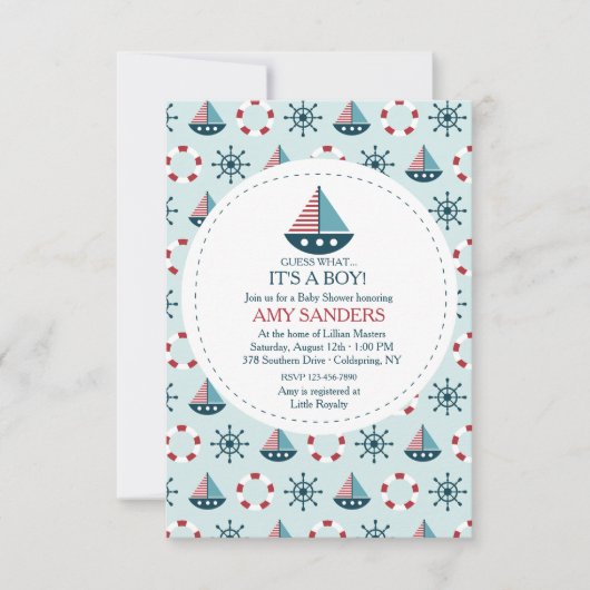 Little Sailships Invitation Kaart (Voorkant)