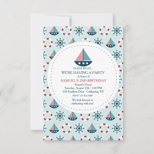 Little Sailships Invitation Kaart (Voorkant)