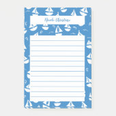 Little Sailships Pattern Blue CUSTOMIZE IT Notitie Post-it® Notes (Voorkant)