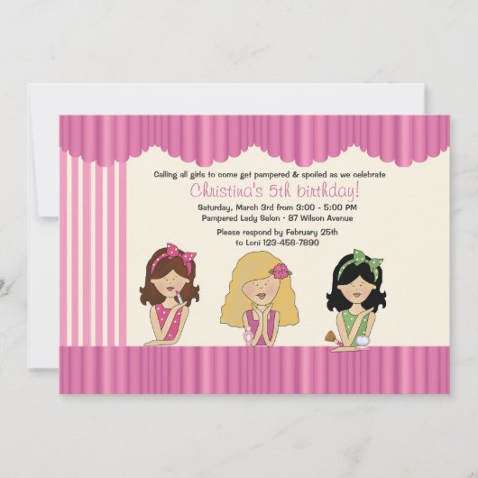 Little Salon Beauties Spa Invitation Kaart (Voorkant)