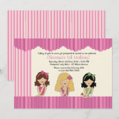Little Salon Beauties Spa Invitation Kaart (Voorkant / Achterkant)