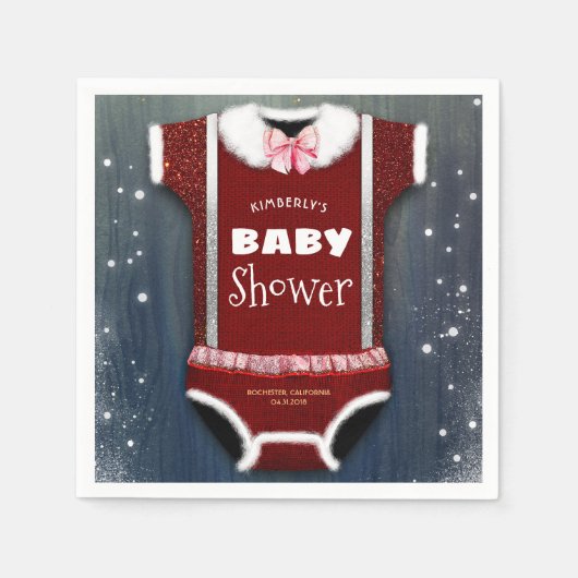 Little Santa Bodysuit Winter Baby shower Servet (Voorkant)