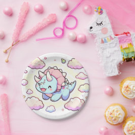 Little Schattig Dinosaur Baby shower Papieren Bordje