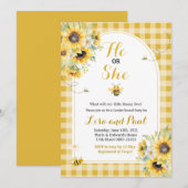 Little Schattige Bee Gender Reveal Invitation Kaart (Voorkant / Achterkant)