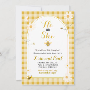 Little Schattige Bee Gender Reveal Invitation Kaart