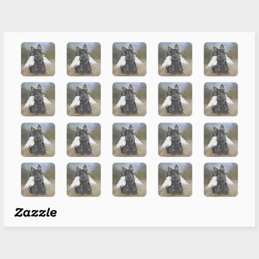 Little Scottie Angel Vierkante Sticker (Vel)