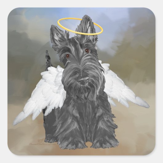 Little Scottie Angel Vierkante Sticker (Voorkant)