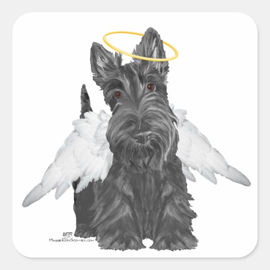 Little Scottie Angel Vierkante Sticker (Voorkant)