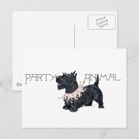 Little Scottie Party Animal Uitnodiging Briefkaart (Voorkant / Achterkant)