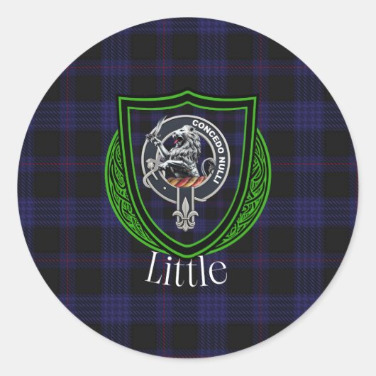 Little Scottish Clan Tartan & Crest Ronde Sticker (Voorkant)